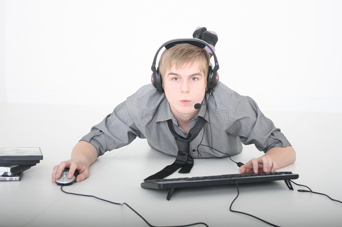 gamer wearing a shirt and tie