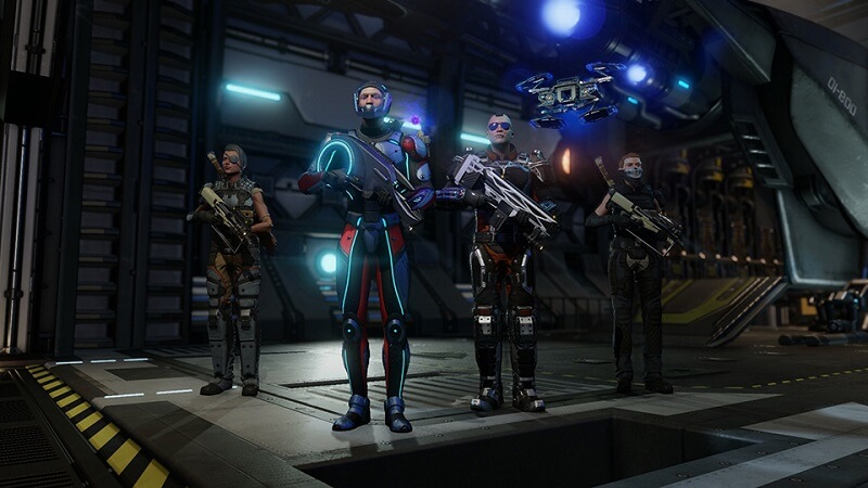 four armed XCOM characters